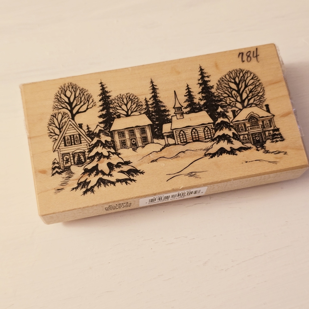 Christmas Village Rubber Stamp